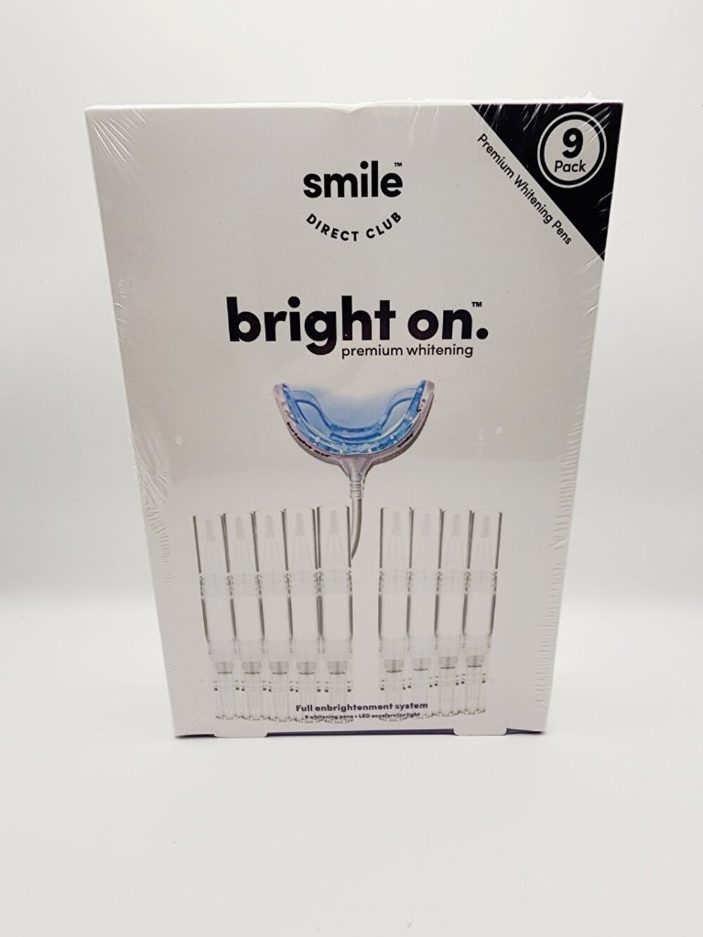 Smile Direct Club Bright On Premium Teeth Whitening Kit 9 Pack Gel Pen LED Light